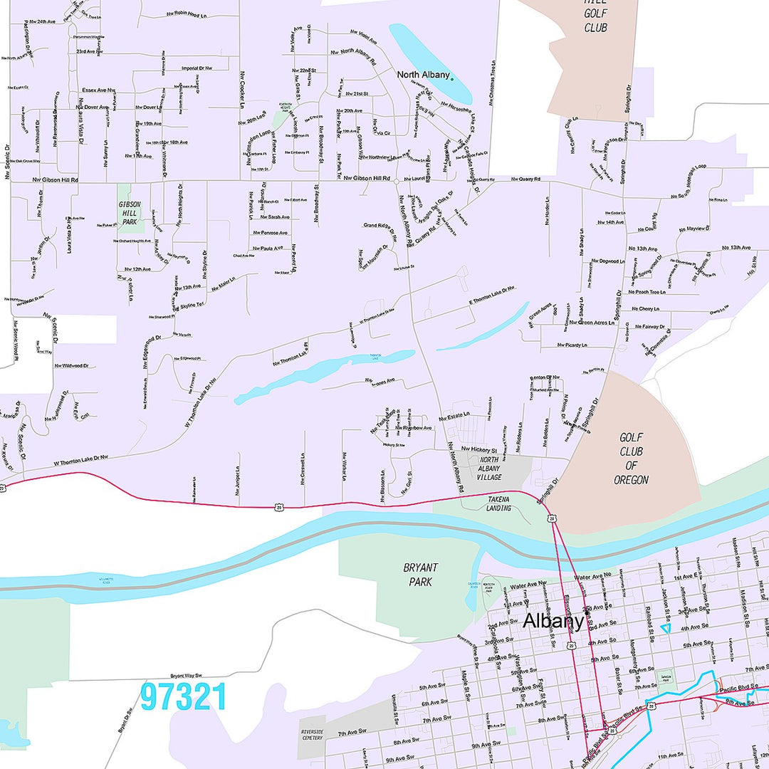 Premium Style Wall Map of Albany, OR