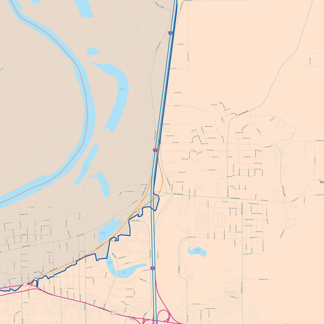 Color Cast Zip Code Style Wall Map of Albany, OR