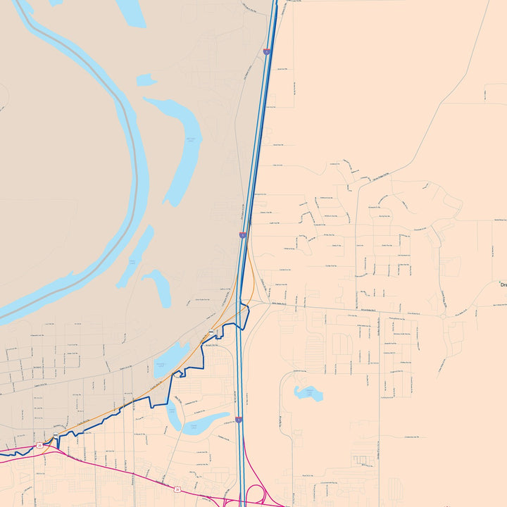 Color Cast Zip Code Style Wall Map of Albany, OR