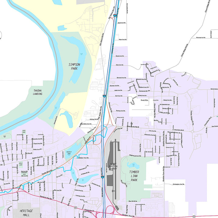 Premium Style Wall Map of Albany, OR
