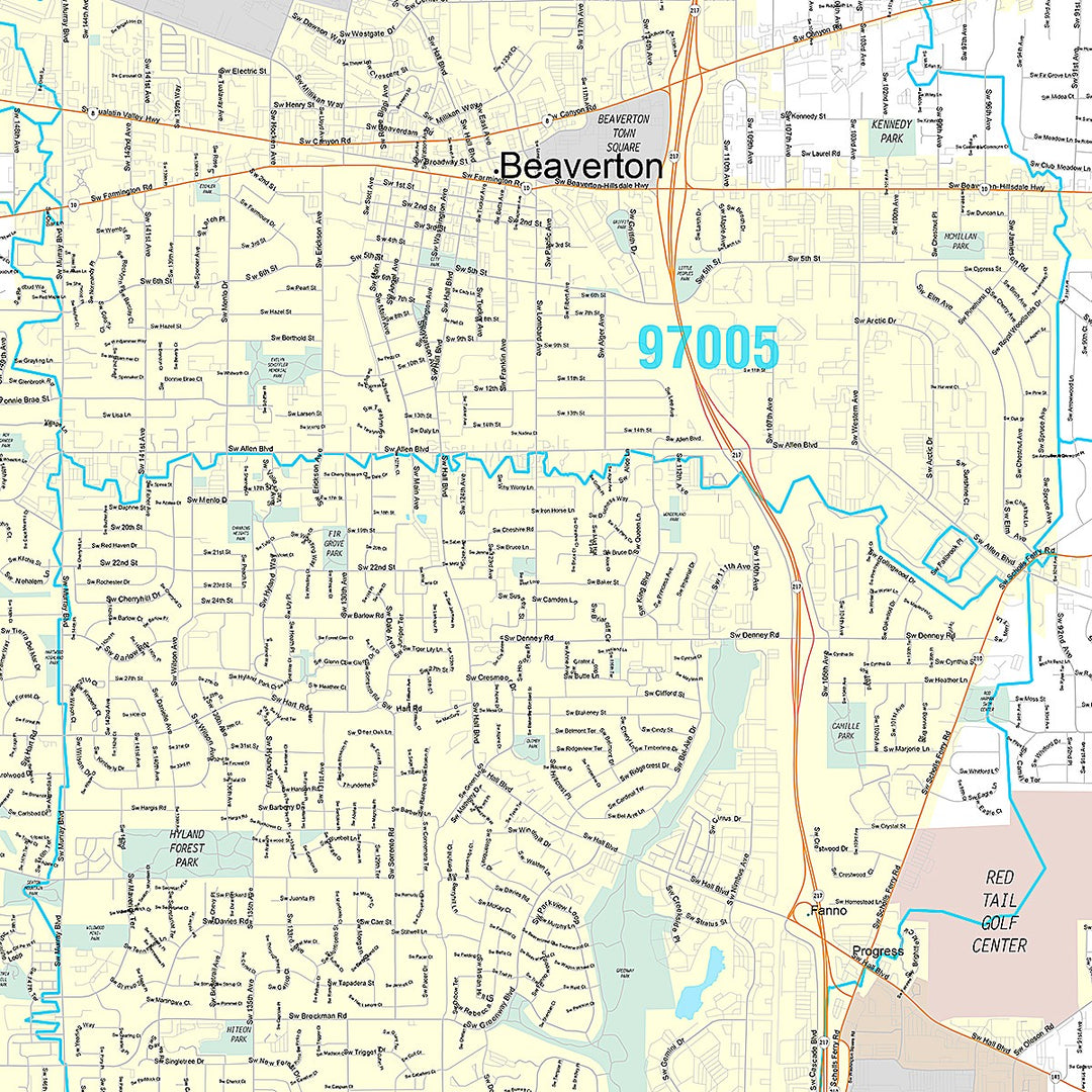 Premium Style Wall Map of Beaverton, OR