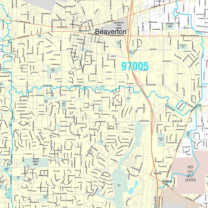 Premium Style Wall Map of Beaverton, OR