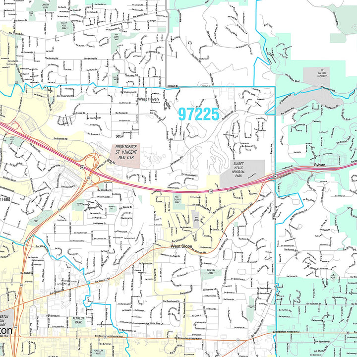 Premium Style Wall Map of Beaverton, OR