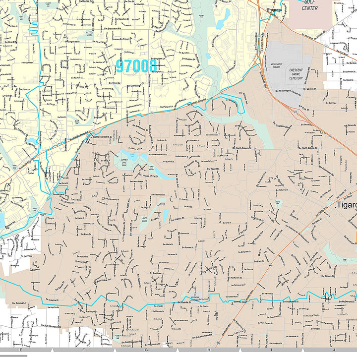 Premium Style Wall Map of Beaverton, OR