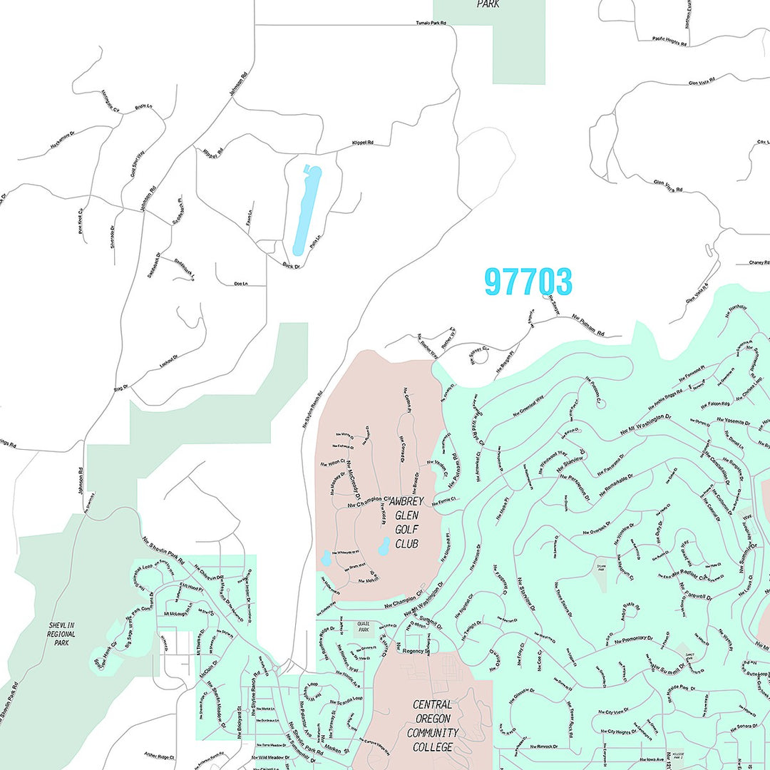 Premium Style Wall Map of Bend, OR