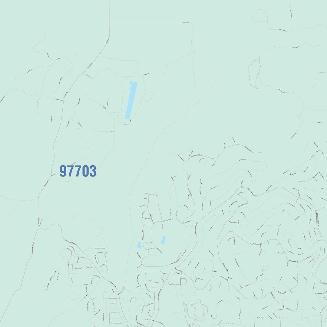 Color Cast Zip Code Style Wall Map of Bend, OR