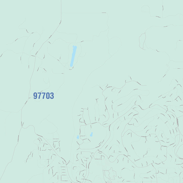Color Cast Zip Code Style Wall Map of Bend, OR