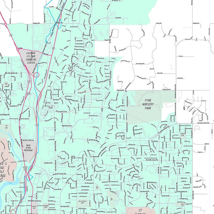 Premium Style Wall Map of Bend, OR