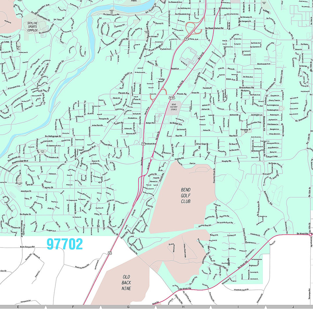 Premium Style Wall Map of Bend, OR