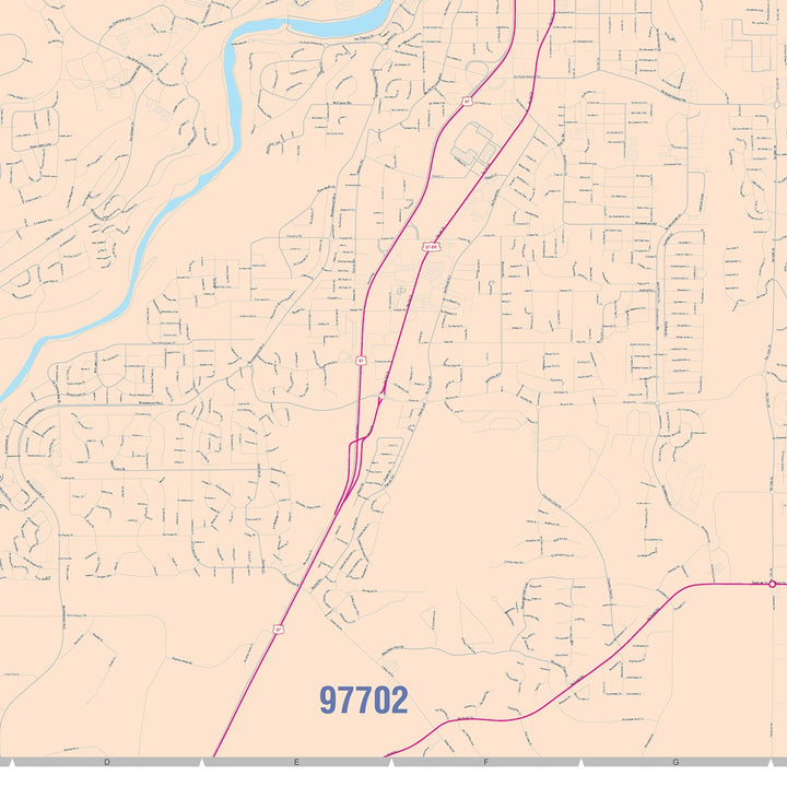 Color Cast Zip Code Style Wall Map of Bend, OR
