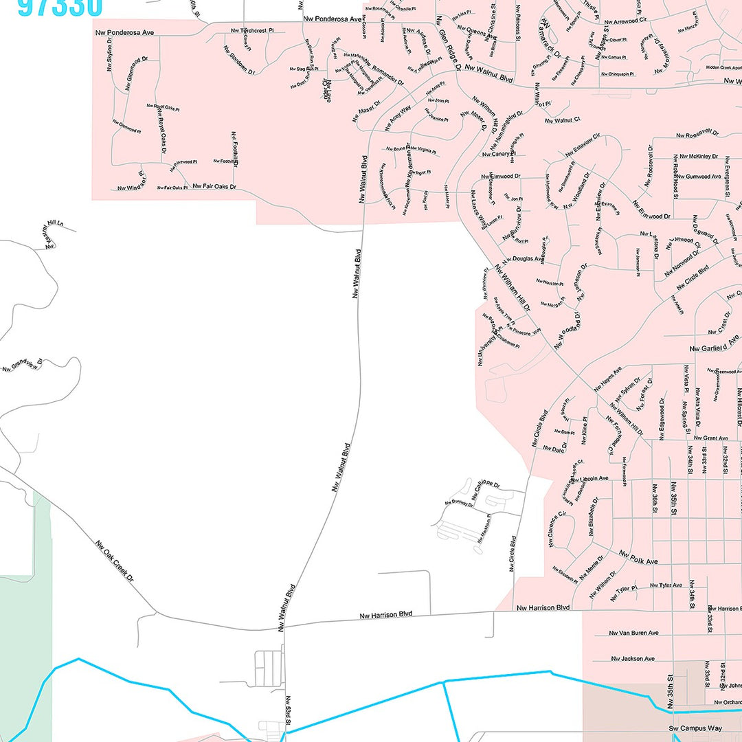 Premium Style Wall Map of Corvallis, OR