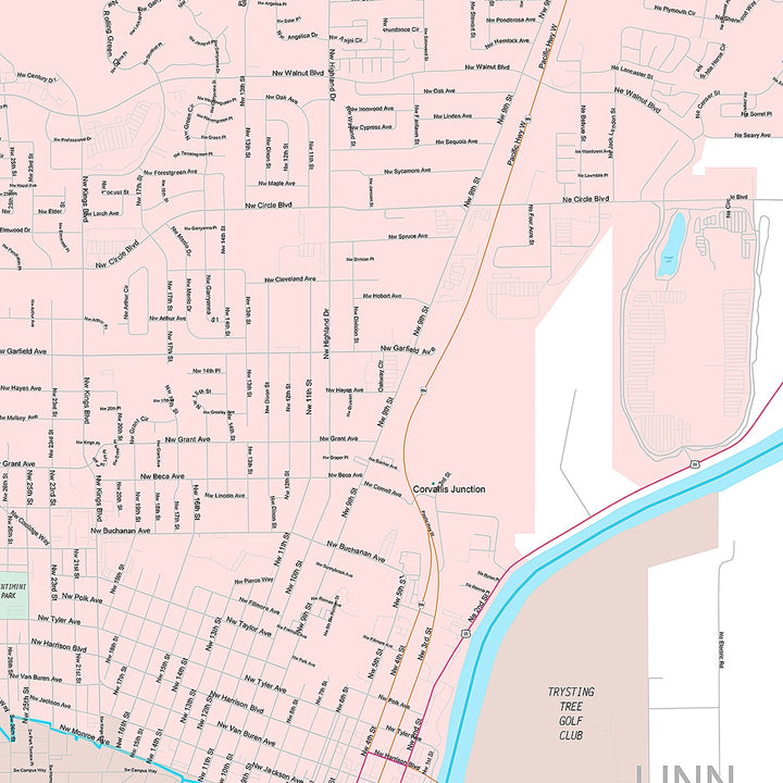 Premium Style Wall Map of Corvallis, OR
