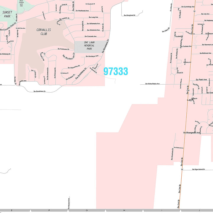 Premium Style Wall Map of Corvallis, OR