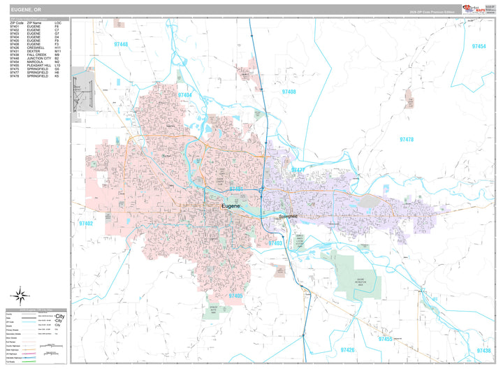Premium Style Wall Map of Eugene, OR