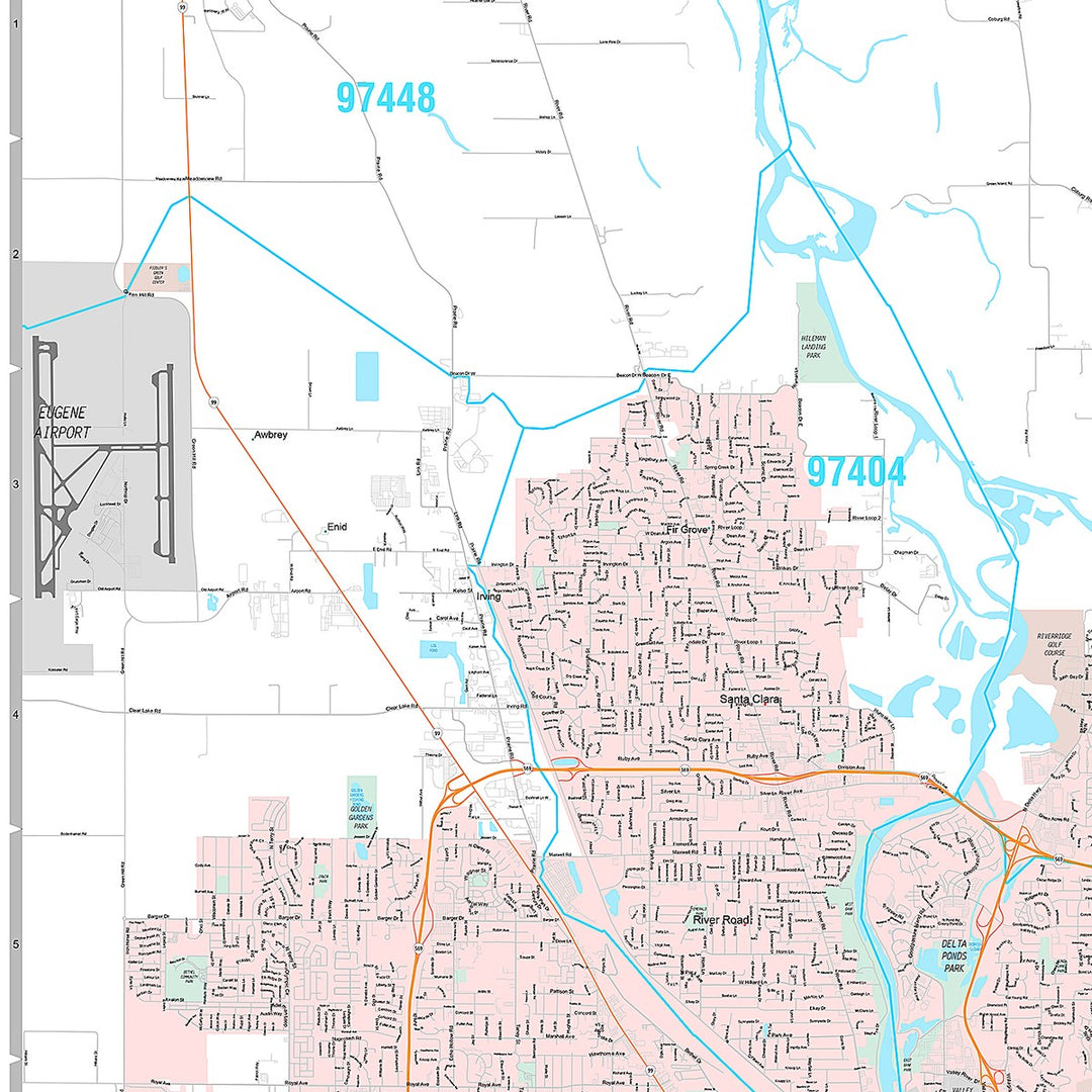 Premium Style Wall Map of Eugene, OR