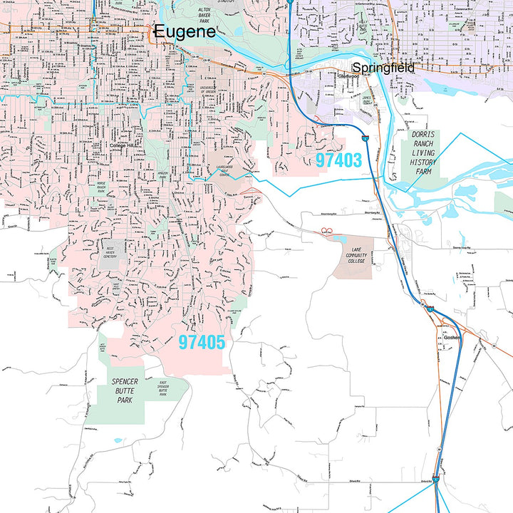 Premium Style Wall Map of Eugene, OR