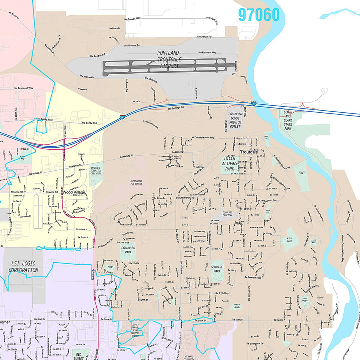 Premium Style Wall Map of Gresham, OR
