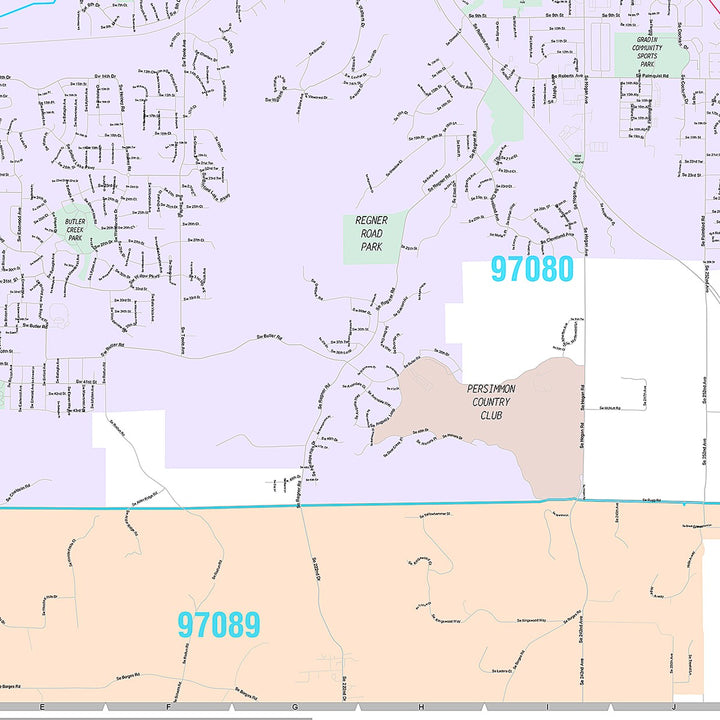 Premium Style Wall Map of Gresham, OR