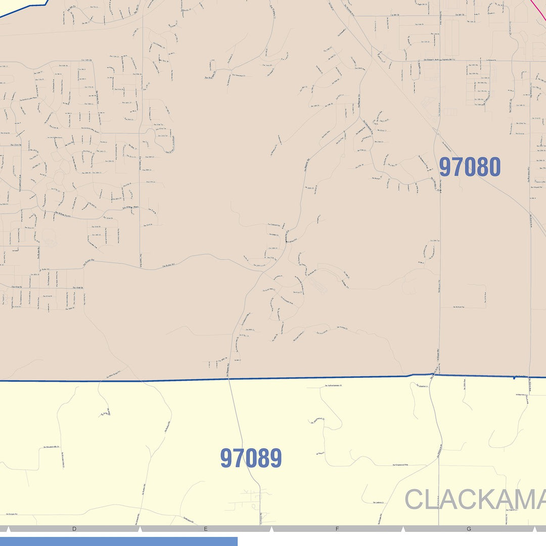 Color Cast Zip Code Style Wall Map of Gresham, OR
