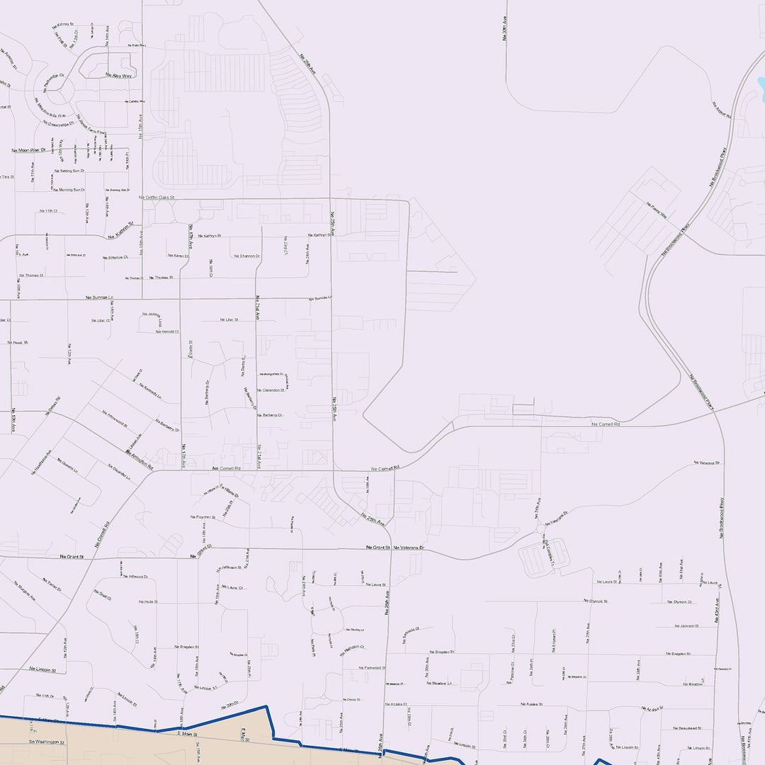 Color Cast Zip Code Style Wall Map of Hillsboro, OR