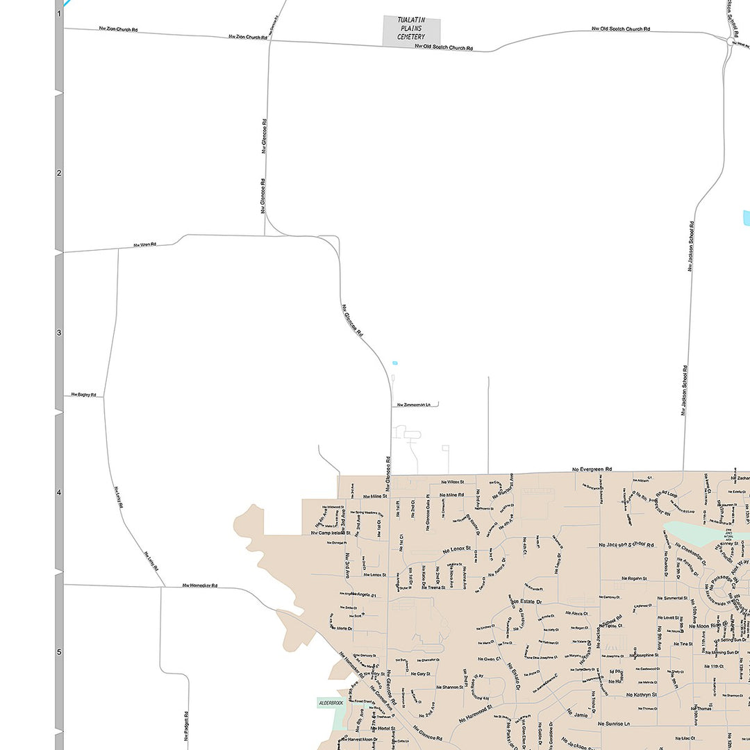 Premium Style Wall Map of Hillsboro, OR