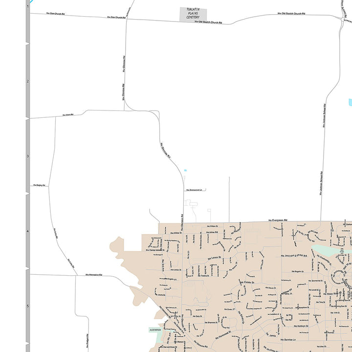 Premium Style Wall Map of Hillsboro, OR