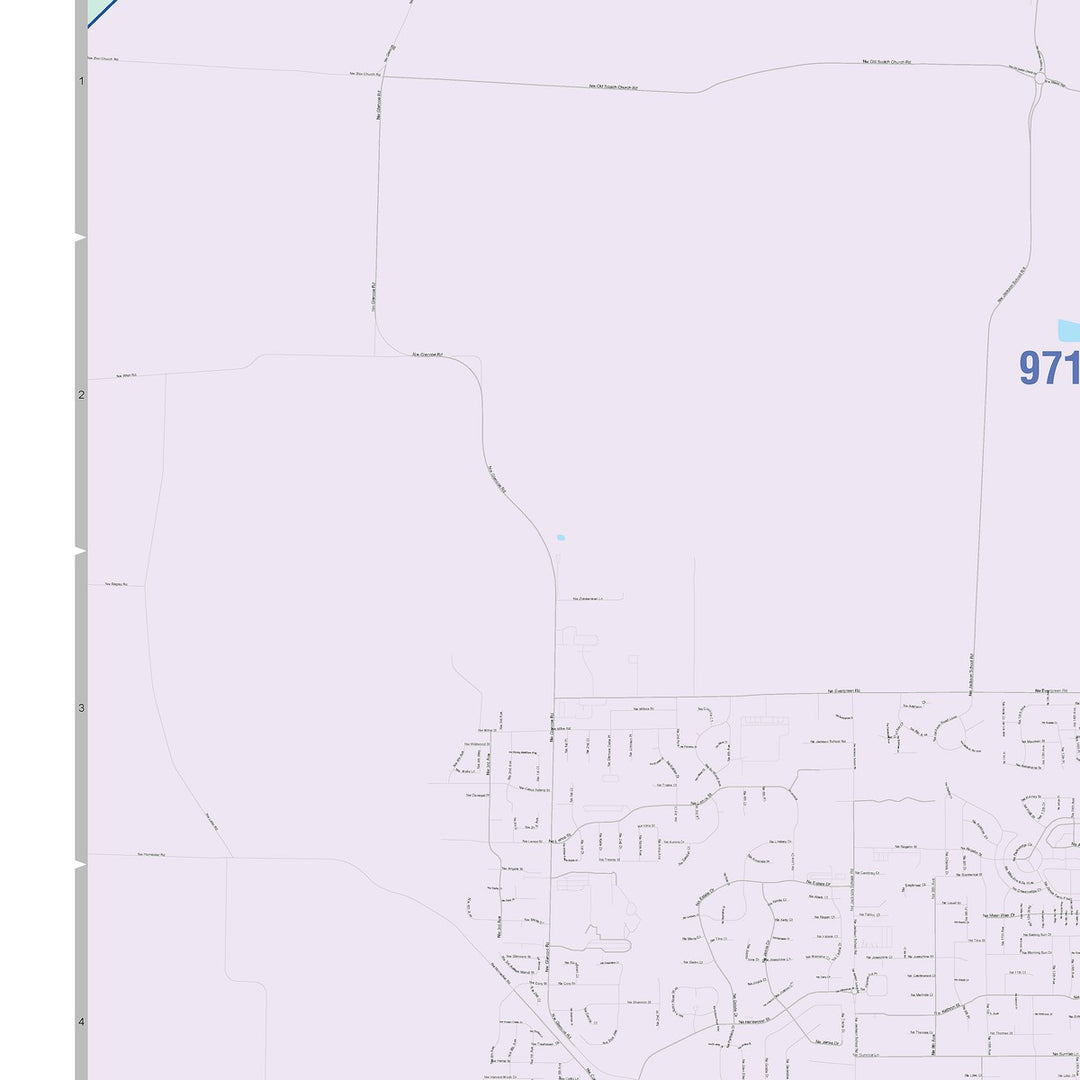 Color Cast Zip Code Style Wall Map of Hillsboro, OR