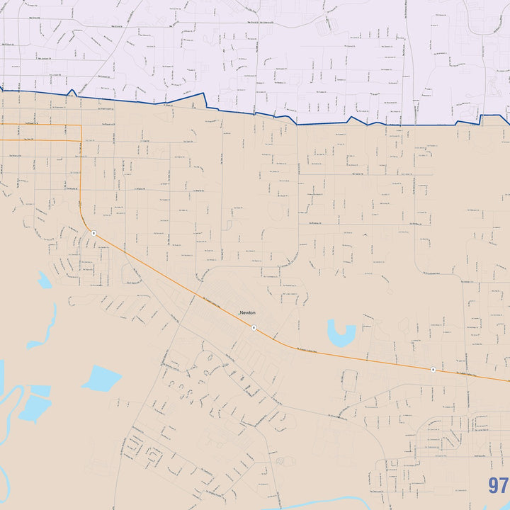 Color Cast Zip Code Style Wall Map of Hillsboro, OR