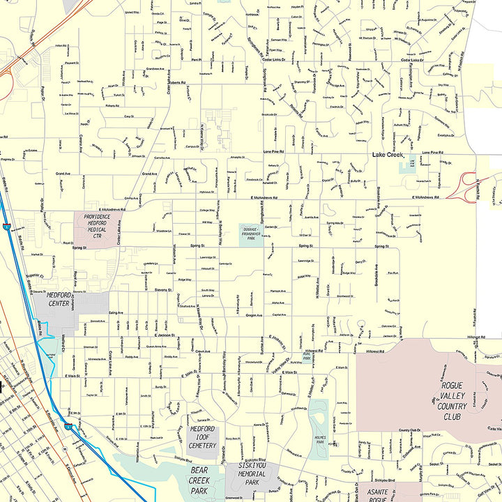 Premium Style Wall Map of Medford, OR