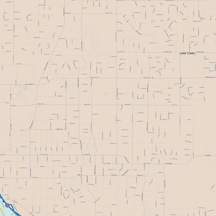Color Cast Zip Code Style Wall Map of Medford, OR