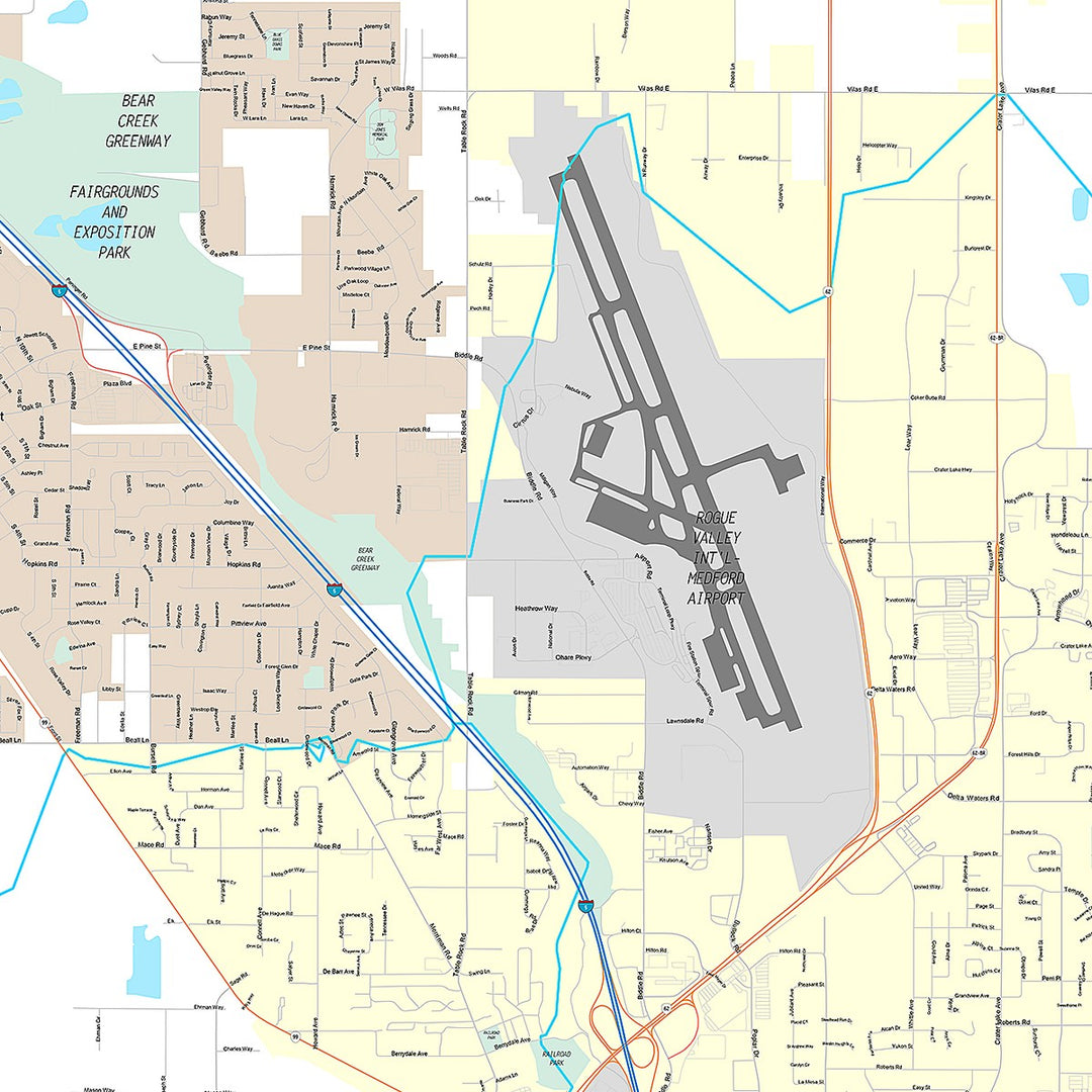 Premium Style Wall Map of Medford, OR