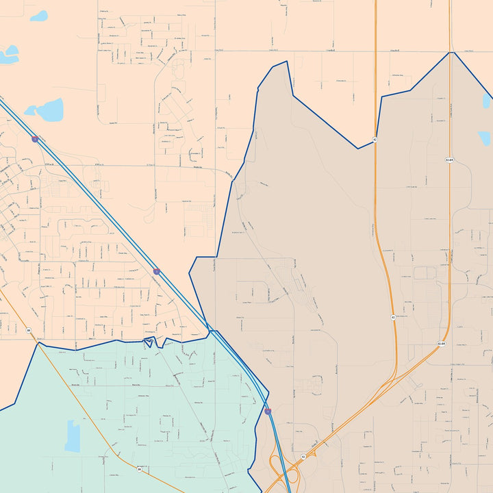 Color Cast Zip Code Style Wall Map of Medford, OR