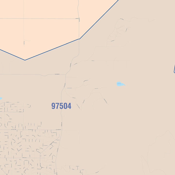 Color Cast Zip Code Style Wall Map of Medford, OR
