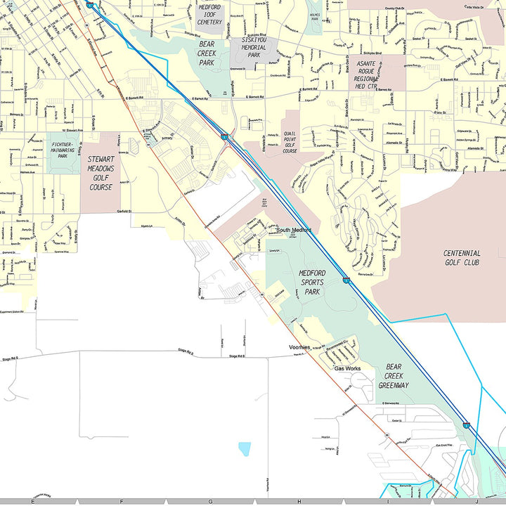 Premium Style Wall Map of Medford, OR