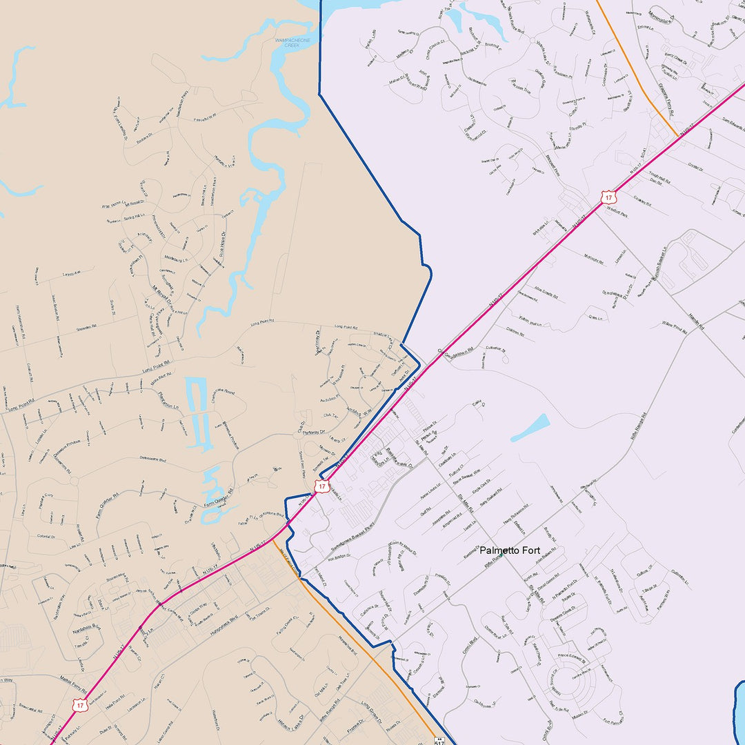 Color Cast Zip Code Style Wall Map of Mount Pleasant, OR