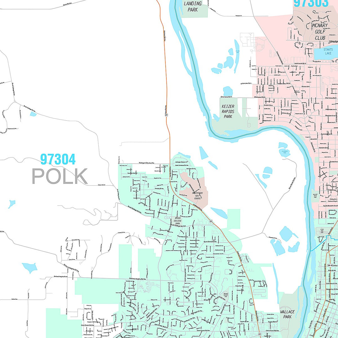 Premium Style Wall Map of Salem, OR