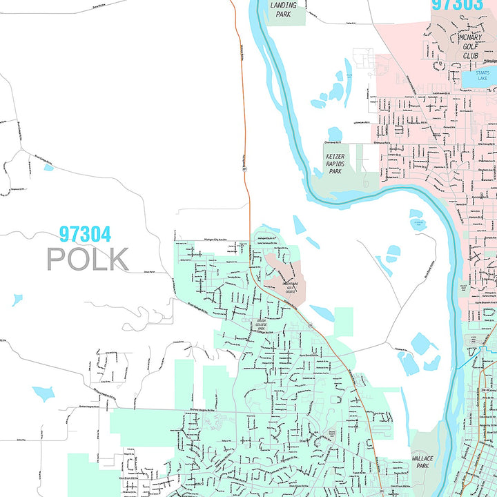 Premium Style Wall Map of Salem, OR