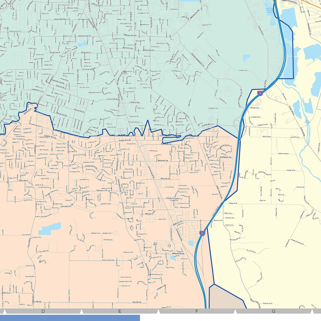 Color Cast Zip Code Style Wall Map of Mount Salem, OR