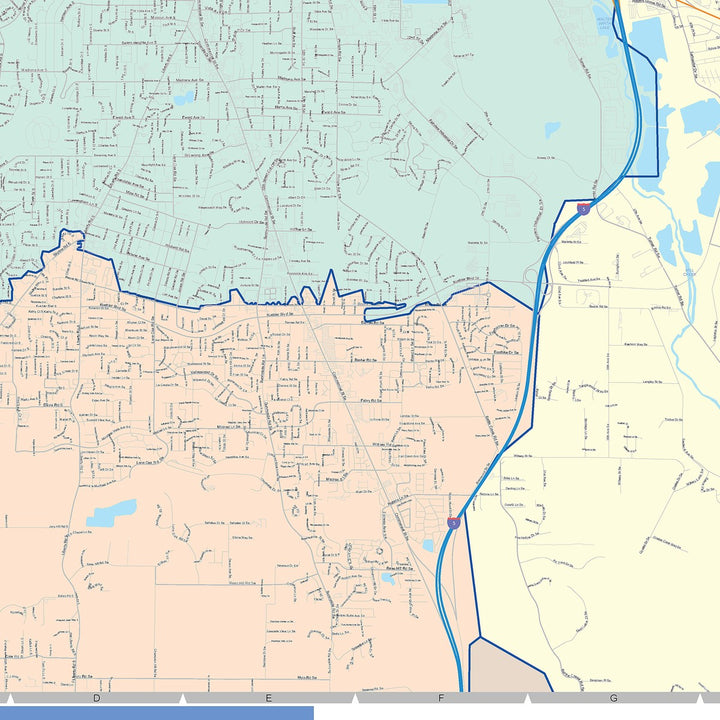 Color Cast Zip Code Style Wall Map of Mount Salem, OR