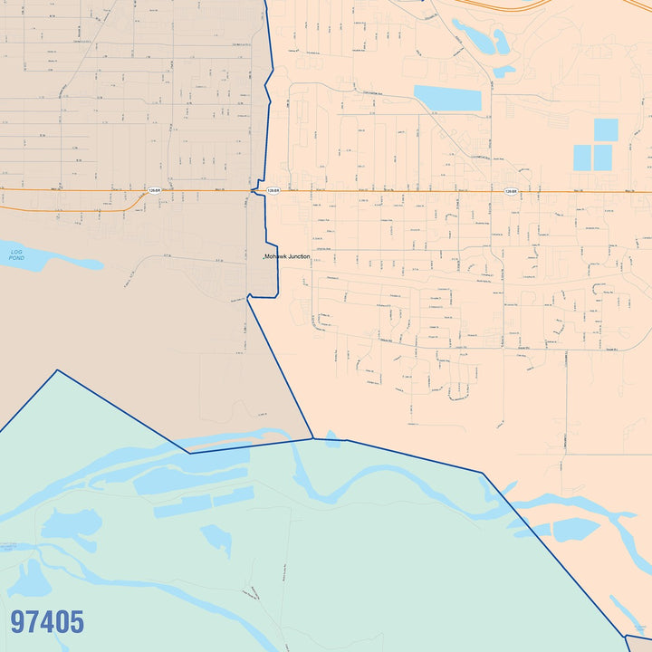 Color Cast Zip Code Style Wall Map of Mount Springfield, OR