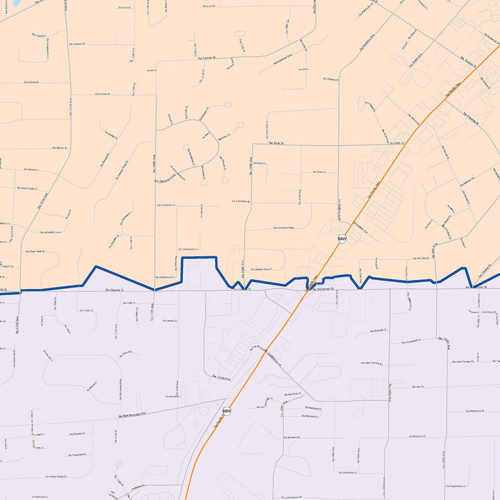 Color Cast Zip Code Style Wall Map of Mount Tigard, OR