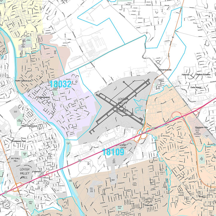 Premium Style Wall Map of Allentown, PA