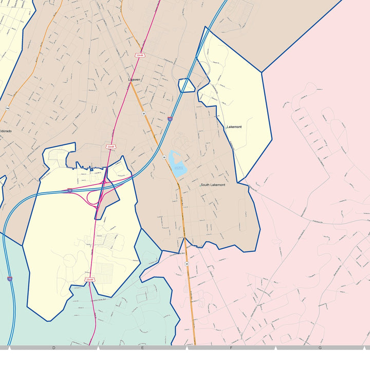Color Cast Zip Code Style Wall Map of Altoona, PA