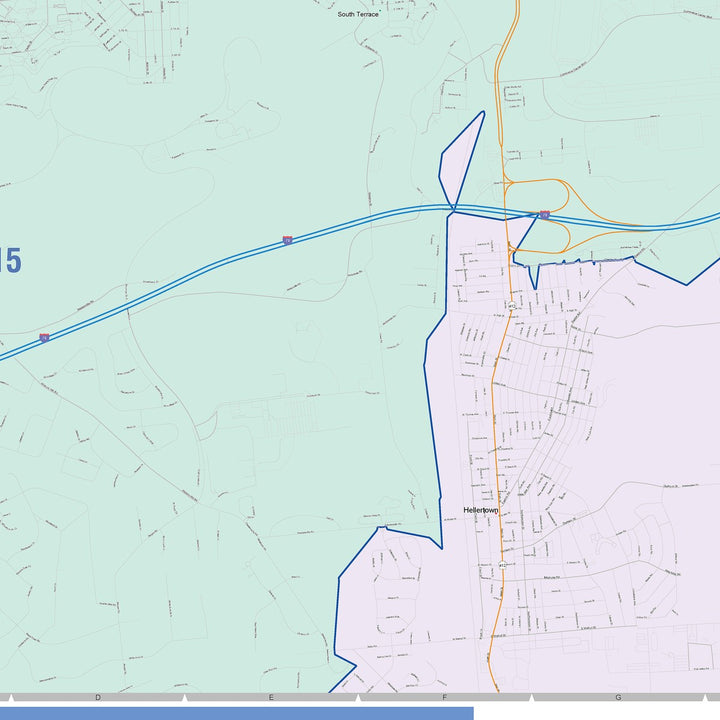 Color Cast Zip Code Style Wall Map of Bethlehen, PA