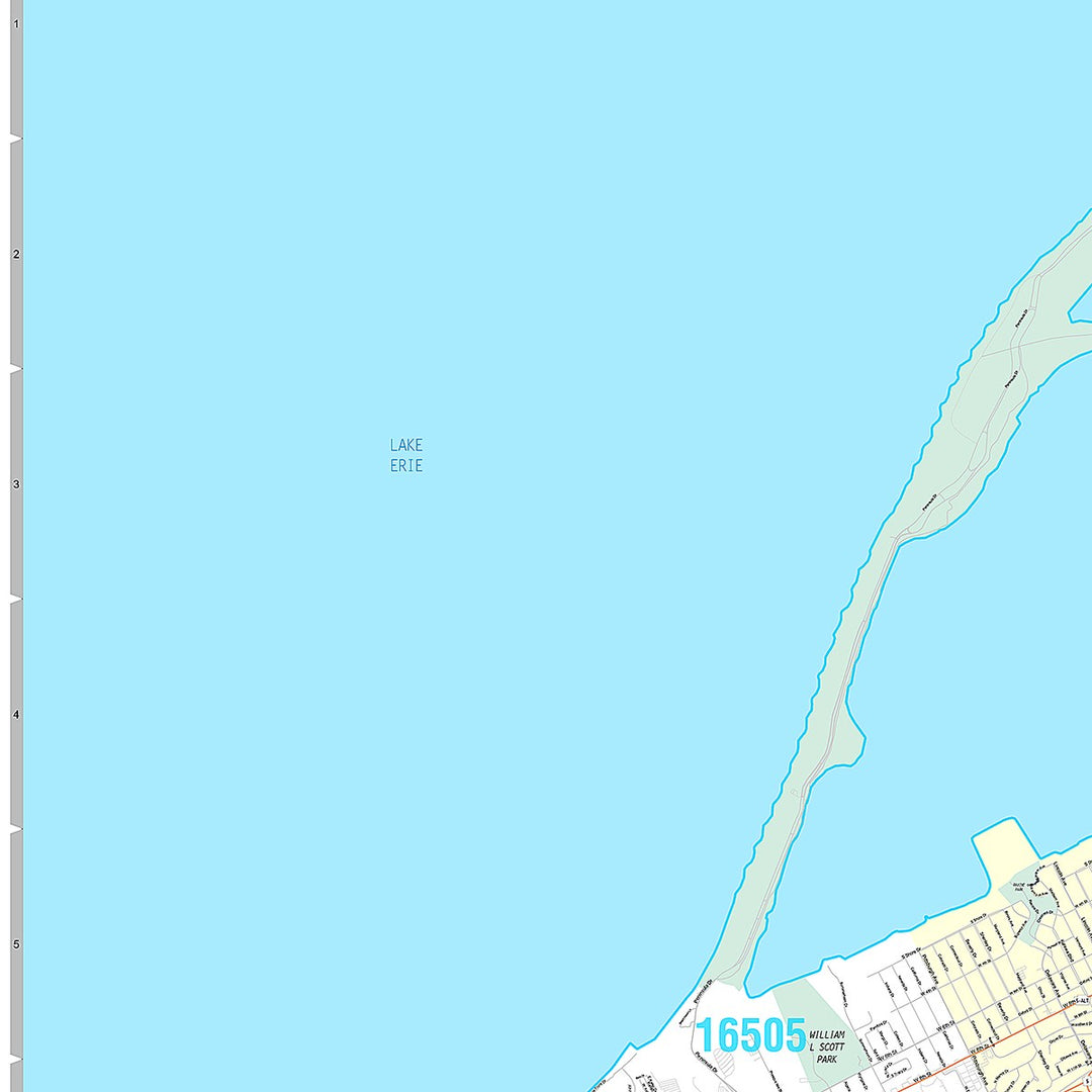 Premium Style Wall Map of Erie, PA