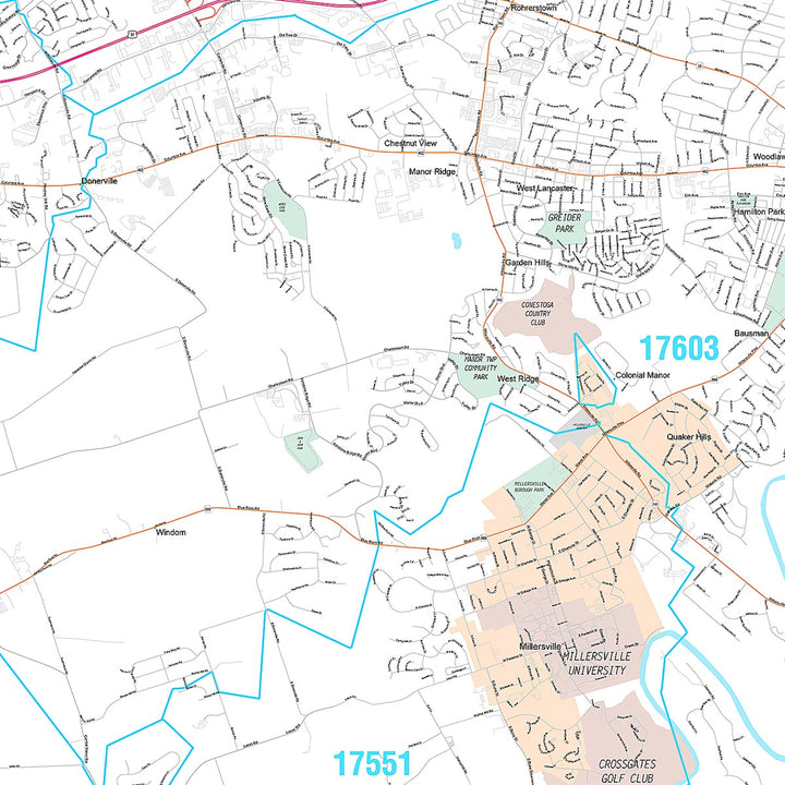 Premium Style Wall Map of Lancaster, PA