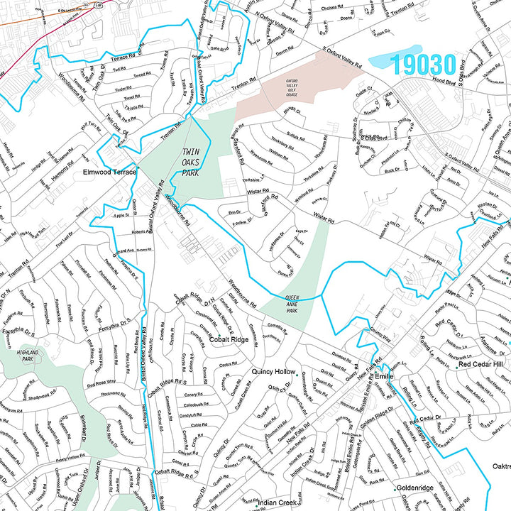 Premium Style Wall Map of Levittown, PA