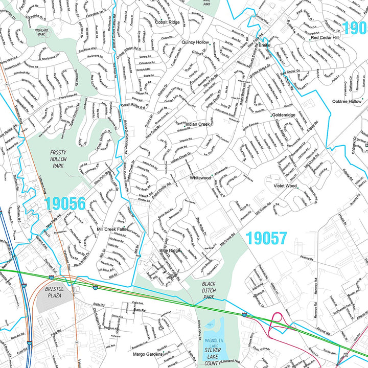 Premium Style Wall Map of Levittown, PA