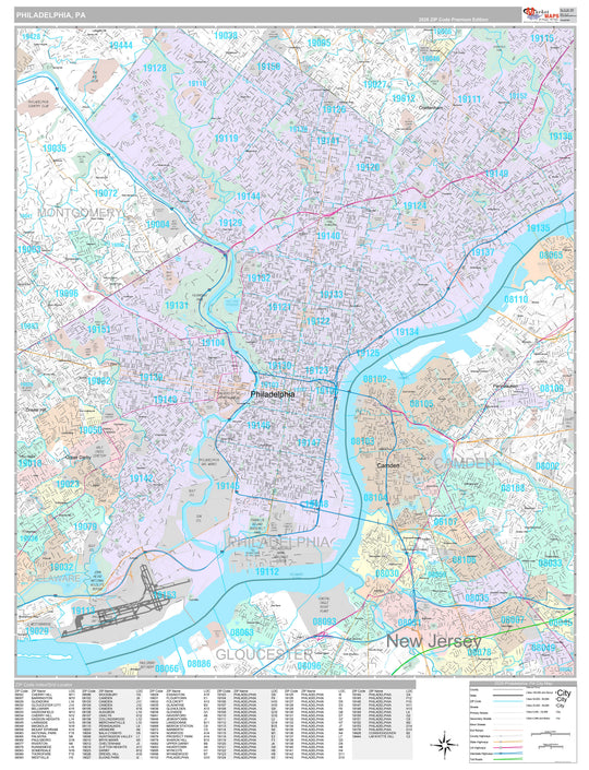 Premium Style Wall Map of Philadelphia, PA – American Map Store