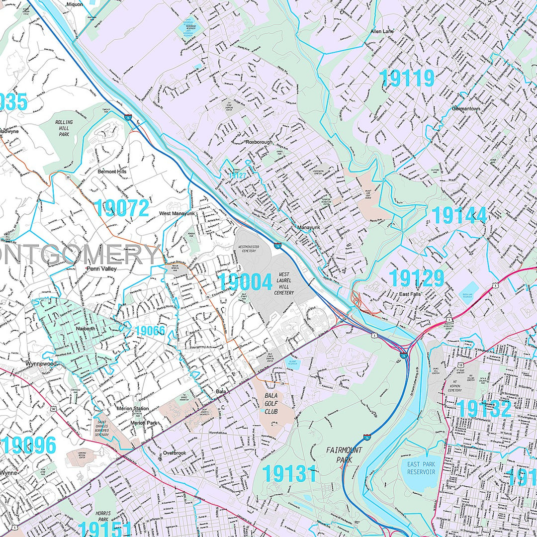 Premium Style Wall Map of Philadelphia PA